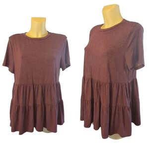 🌹3/15🌹 SHEIN Purple Faux Layer Tiered Short Sleeve Shirt